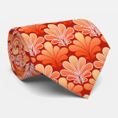Art Deco Shell Pattern, Mandarijns Oranje Stropdas (Opgerold)