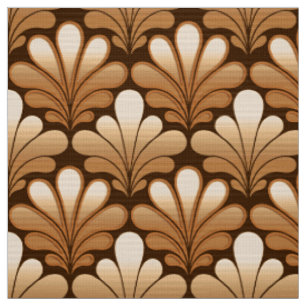 Art Deco Shell Pattern, Roos Gold and Dark Brown Stof
