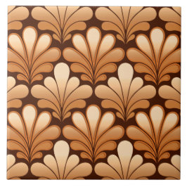 Art Deco Shell Pattern, Roos Gold and Dark Brown Tegeltje