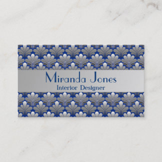 Art Deco Shell Pattern, Silver and Cobalt Blue Bu Visitekaartje