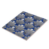 Art Deco Shell Pattern, Silver and Cobalt Blue Tegeltje (Zijkant)