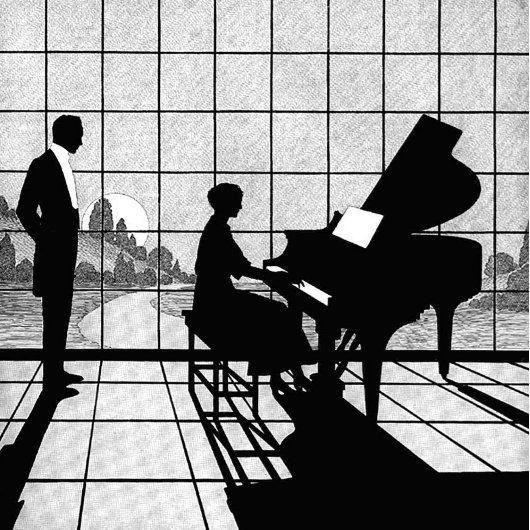 Art Déco silhouette de piano | Noir et blanc