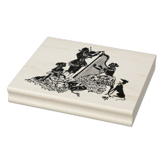 Art Deco Silhouette Stamp - Muzikanten Rubberstempel
