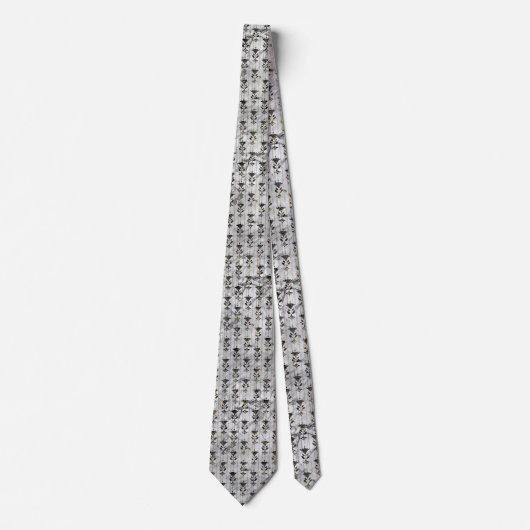 ART DECO SILVER BLACK PATTERNED STROPDAS (Voorkant)