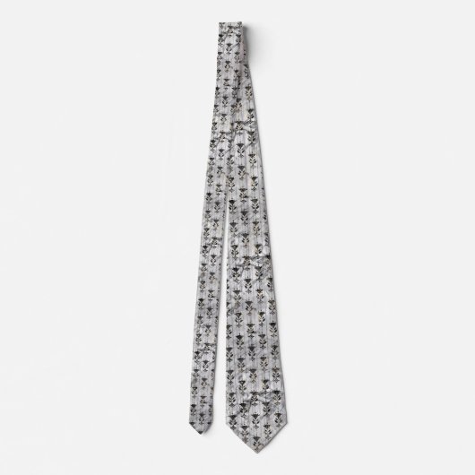 ART DECO SILVER BLACK PATTERNED STROPDAS (Achterkant)