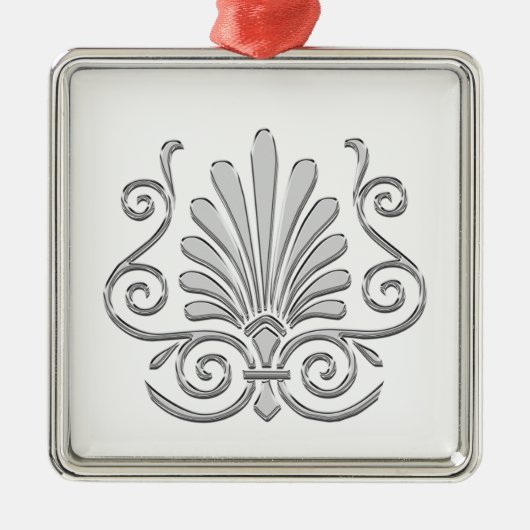  Art Deco Silver Plume Arabesque Metalen Ornament (Voorkant)