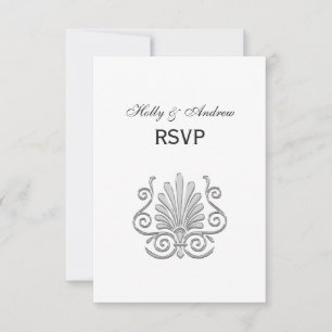 Art Deco Silver Plume Arabesque RSVP Kaartje