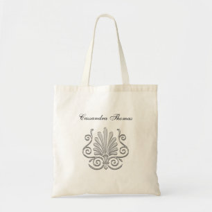 Art Deco Silver Plume Arabesque Tote Bag