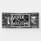 Art Deco Silver Wedding Jubileum welkomstfoto Spandoek (Horizontaal)
