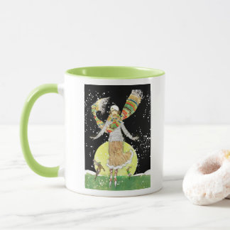 Art Deco Skater Girl in de sneeuw Mok