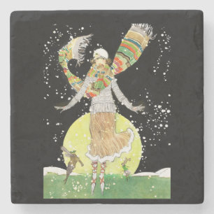 Art Deco Skater Stenen Onderzetter