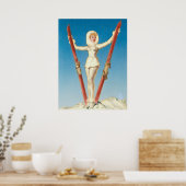 Art Deco Ski Blonde Pin Up Poster (Keuken)