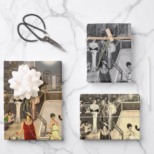 Art Déco Skyline Inpakpapier Vel (Voorkant)