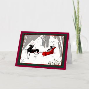 Art Deco sleigh Folie Wenskaart