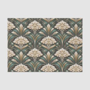 Art Deco Smaragd Verguld Bloempatroon Tissuepapier