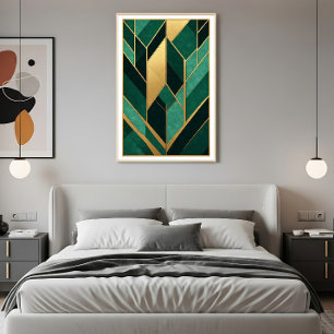 Art Deco Smaragdgroen Goud Poster