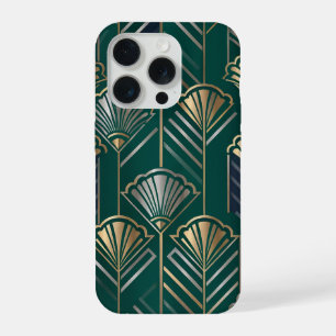 Art Deco Smaragdgroene Gouden Geometrische Vintage iPhone 15 Pro Hoesje
