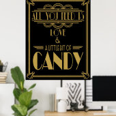 Art Deco "Snoep Bar" Gatsby style Black & Gold Poster (Thuiskantoor)