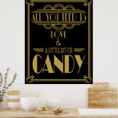 Art Deco "Snoep Bar" Gatsby style Black & Gold Poster (Keuken)