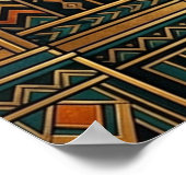 Art Déco Soleil Couchant Chat Noir sur Mur (Coin)