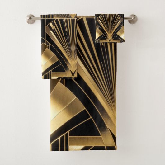Art Déco Soleil Éclaté Noir Or Géométrique Luxe (En situation)