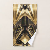 Art Déco Soleil Éclaté Noir Or Géométrique Luxe (Serviette à main)