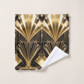 Art Déco Soleil Éclaté Noir Or Géométrique Luxe (Gant de toilette)