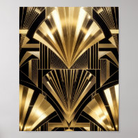 Art Déco Soleil Éclaté Noir Or Géométrique Luxe