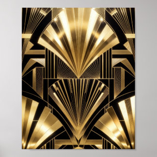 Art Déco Soleil Éclaté Noir Or Géométrique Luxe