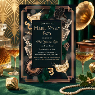 Art Deco Speakeasy Moordmysterie Oud-en-Nieuwfeest Kaart