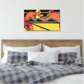 Art Deco Sports Boxing, Boxers Punch Canvas Afdruk (Insitu (Slaapkamer))
