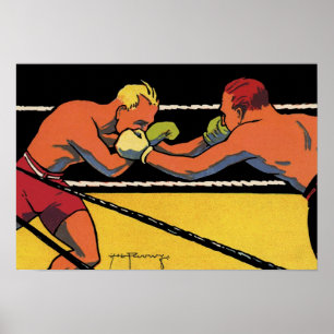  Art Deco Sports Boxing, Boxers Punch Poster