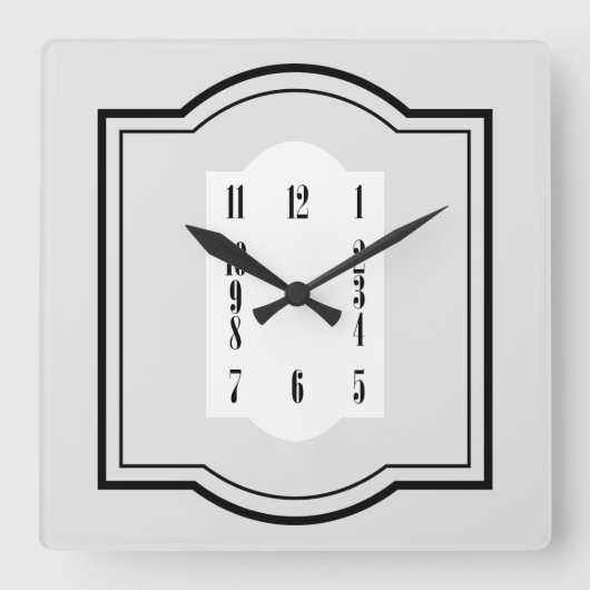 Art Deco Square Vierkante Klok (Voorkant)