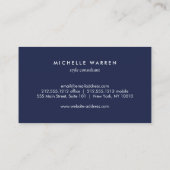 Art Deco Stacked Monogram Logo op Navy Blue Visitekaartje (Achterkant)