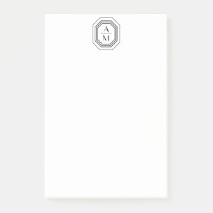 Art Deco Stacked Monogram Logo Zwart/Wit Post-it® Notes