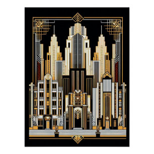 Art Deco Stadsstijl Poster. Perfect Poster