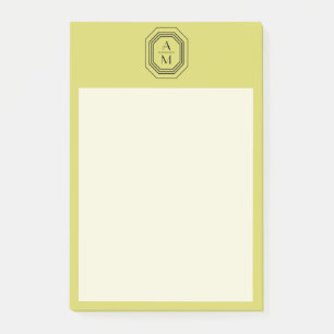 Art Deco Stapelde Monogram Logo op Geel Groen Post-it® Notes