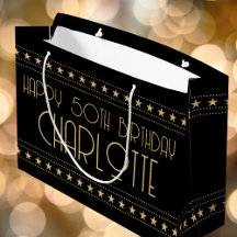 Art Deco Star Aangepaste leeftijd naam zwart goud