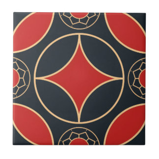 art deco   star in red  and black  tegeltje