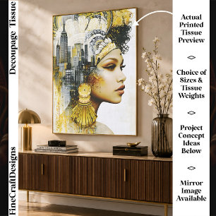Art Deco Stedelijke Vrouw Stad Collage FS9R Decoup Tissuepapier