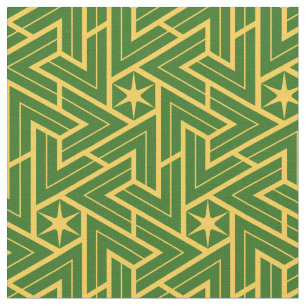 Art Deco ster driehoek patroon - Groen en Goud Stof