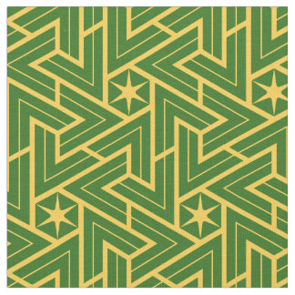 Art Deco ster driehoek patroon - Groen en Goud Stof