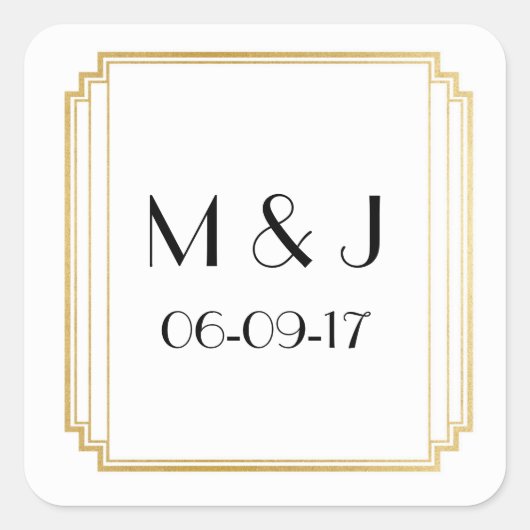 Art Deco Stickers Wit Goud Vierkant Gunsten (Voorkant)