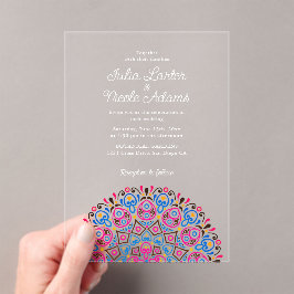  Art Deco stijl Mandala bruiloft Acryl Uitnodigingen