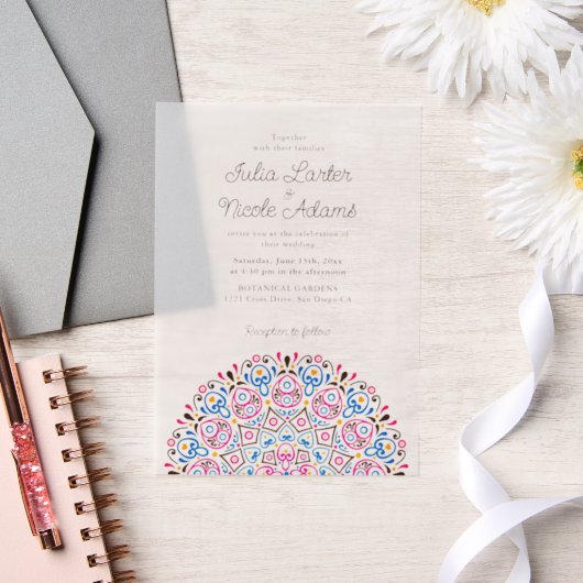 Art Deco stijl Mandala bruiloft Vellum Uitnodigingen (Huwelijk)