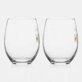 Art Deco Stijl Namen Datum Bruiloft Wijnglas Zonder Voet (Rechts)