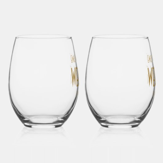 Art Deco Stijl Namen Datum Bruiloft Wijnglas Zonder Voet (Rechts)