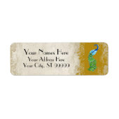 Art Deco Stijl Peacock Goud Bijpassende Verzending Etiket (Voorkant)