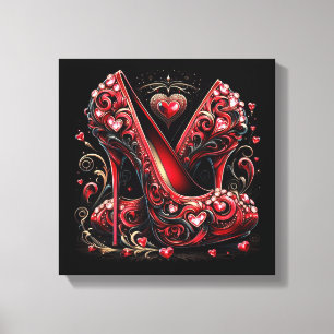 Art Deco Stijl Stiletto Hoge Hakken Canvas Afdruk