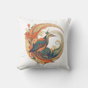 Art Deco stijl vogel van het paradijs ontwerp Kussen